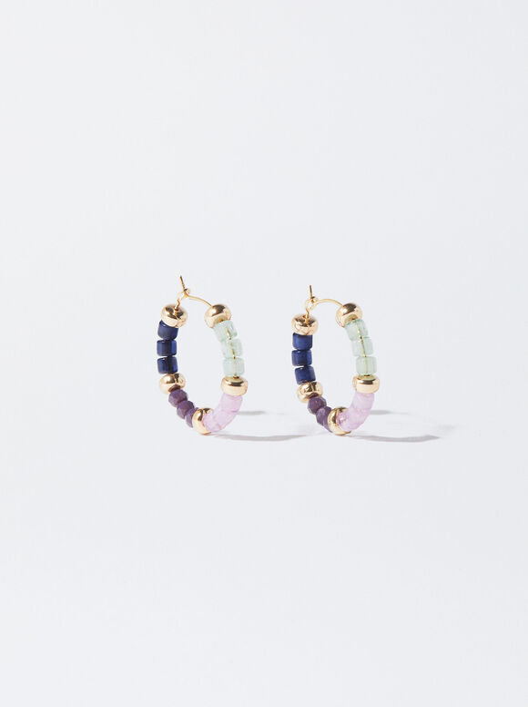 Multicoloured Hoops With Stone, Multicolor, hi-res