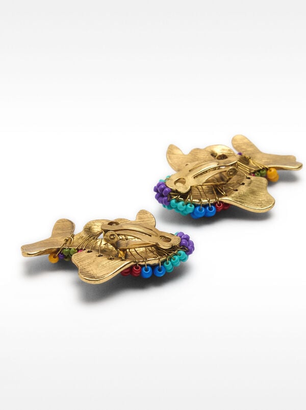 Fish earrings with multicolor beads