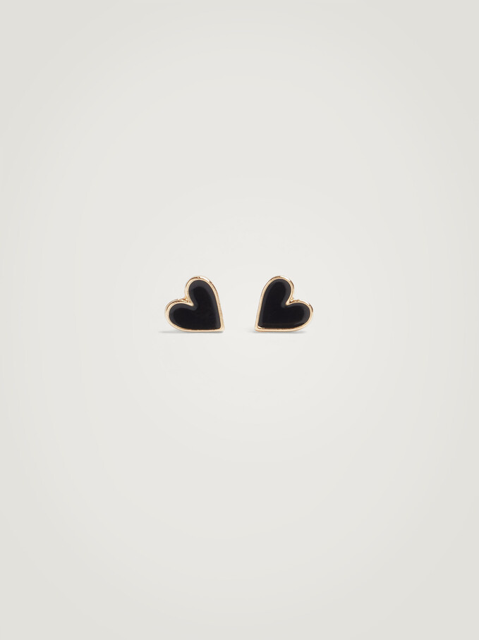 Short Earrings With Hearts , , hi-res