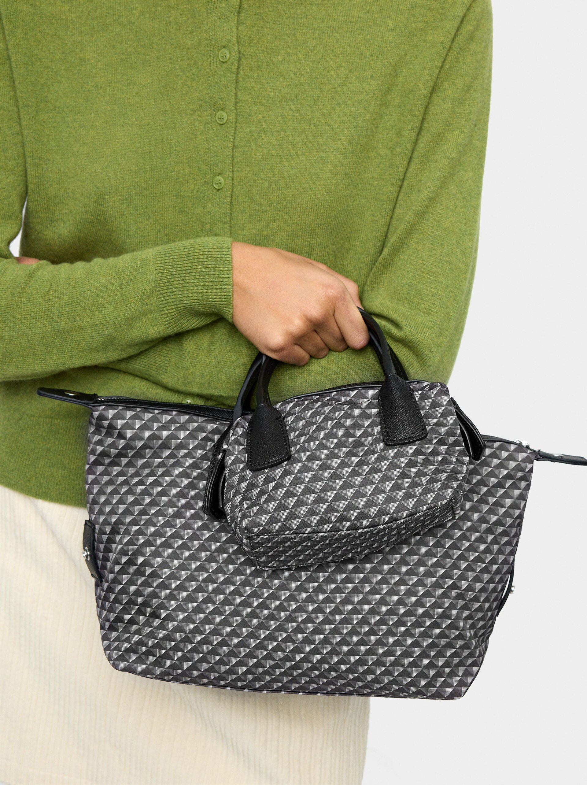 Nylon printed crossbody bag image number 4.0