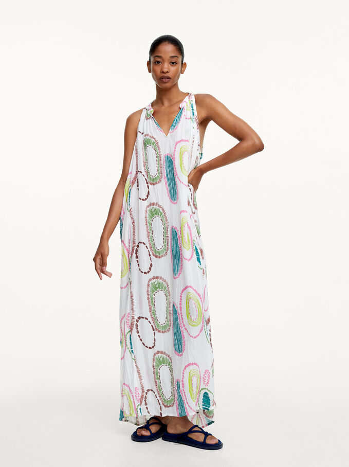 Sleeveless Printed Dress, Multicolor, hi-res