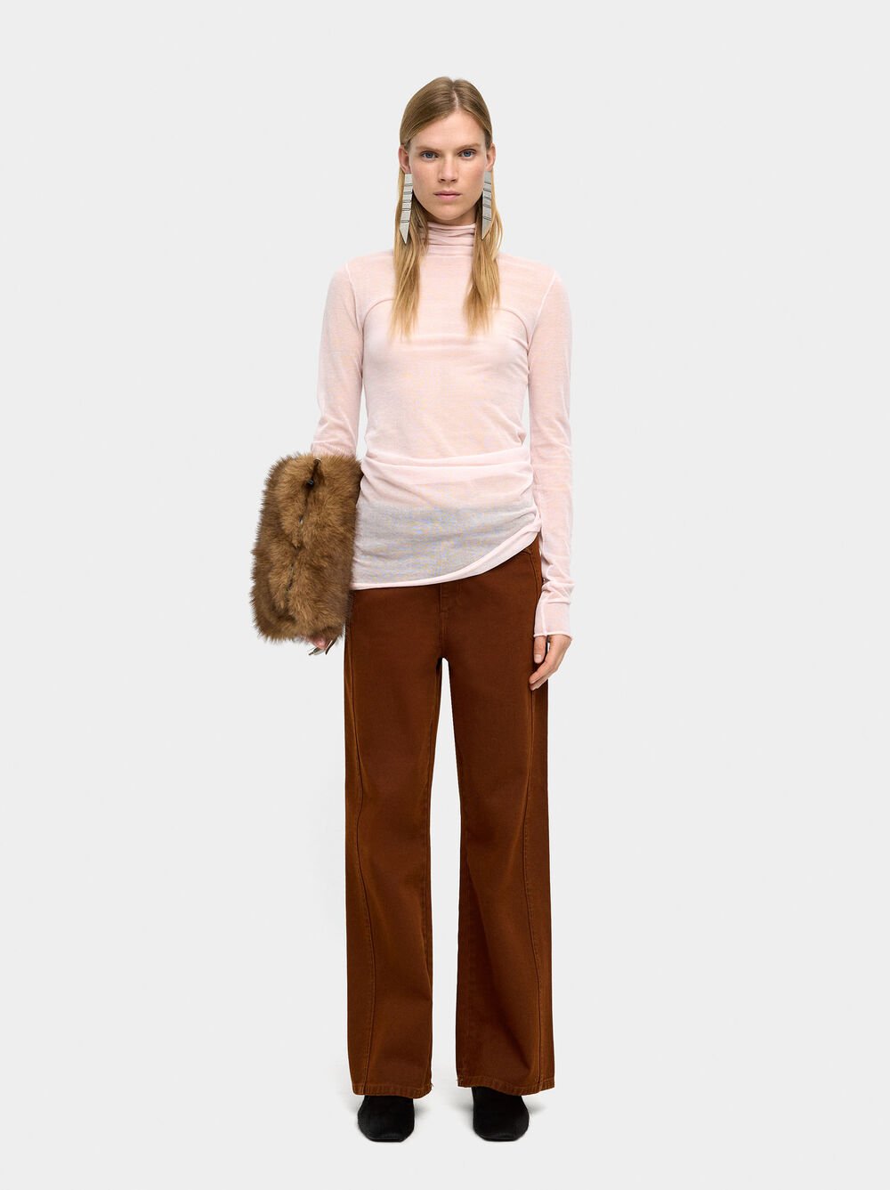 Knit sweater with high neck