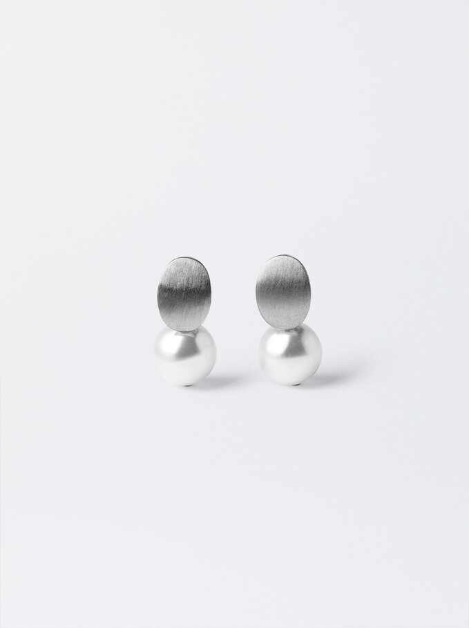 Small Earrings With Pearl, White, hi-res