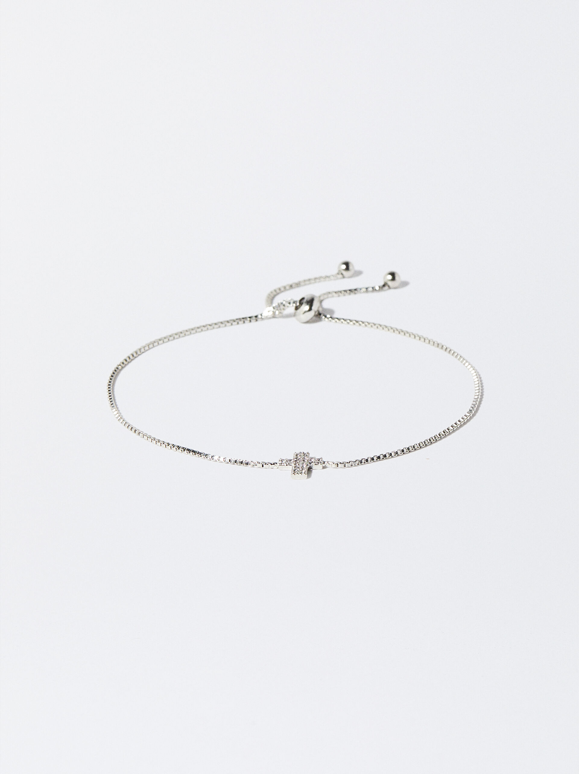 Silver-Plated Bracelet With Cubic Zirconia And Cross image number 0.0
