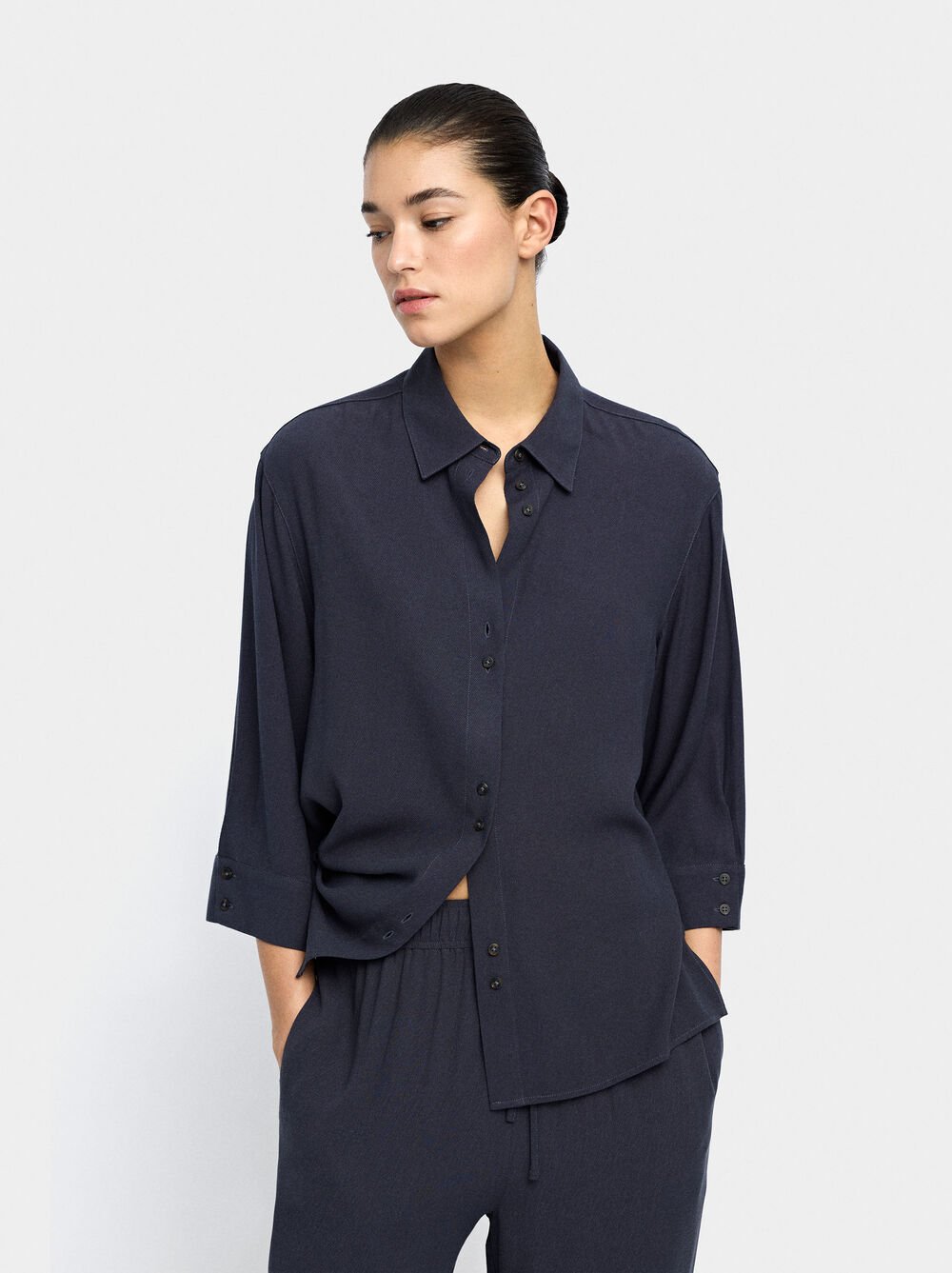 Lyocell shirt with double buttons