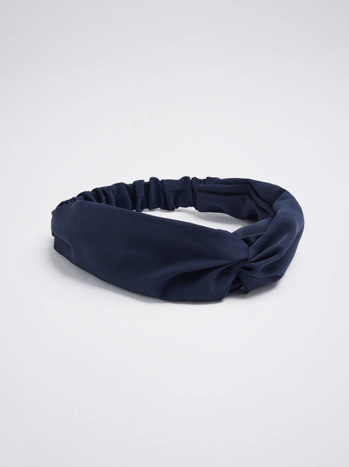 Turban-Haarband Mit Zierknoten, Blau, hi-res