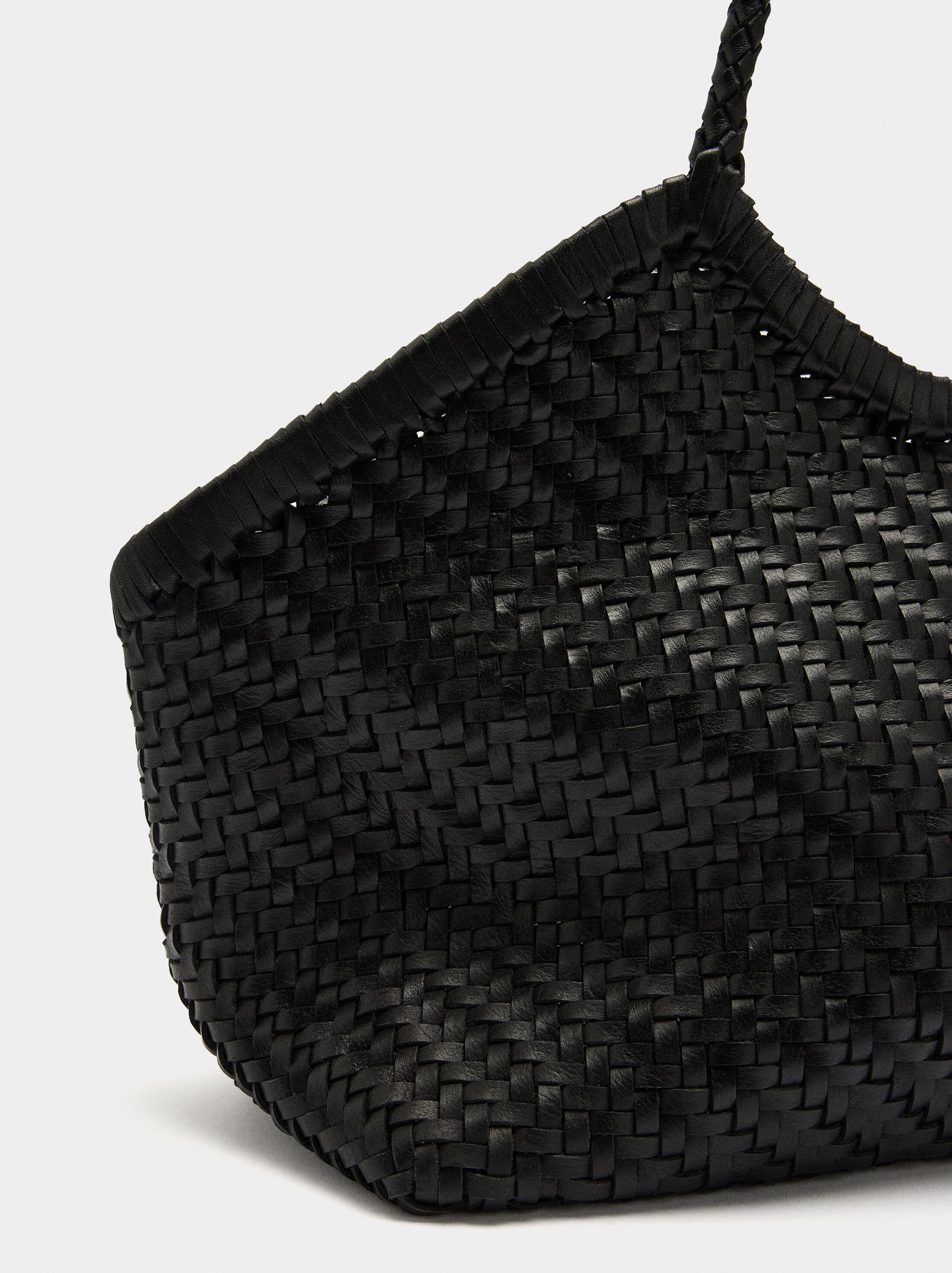 Bossa shopper teixida de pell image number 2.0