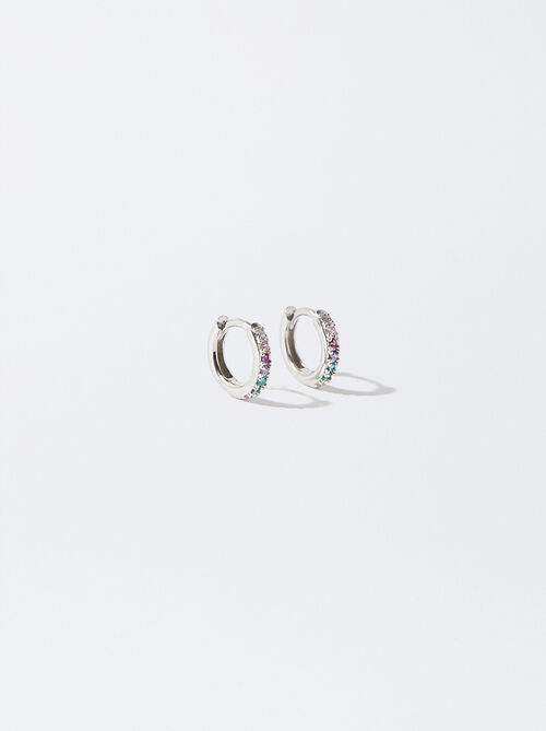925 Silver Personalised Hoop Earrings With Zirconias