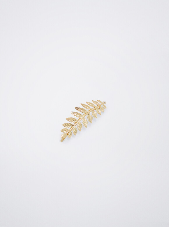Leaf Hair Pin, Golden, hi-res