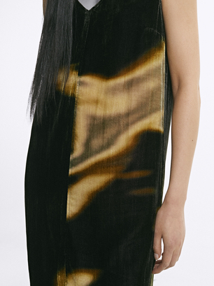 Printed Velvet Dress, Multicolor, hi-res