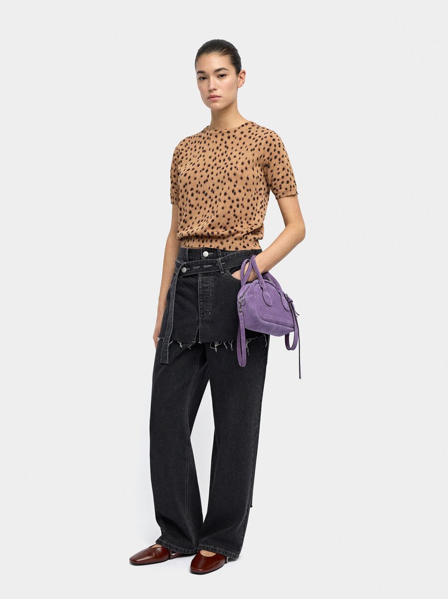 Knit sweater with animal print