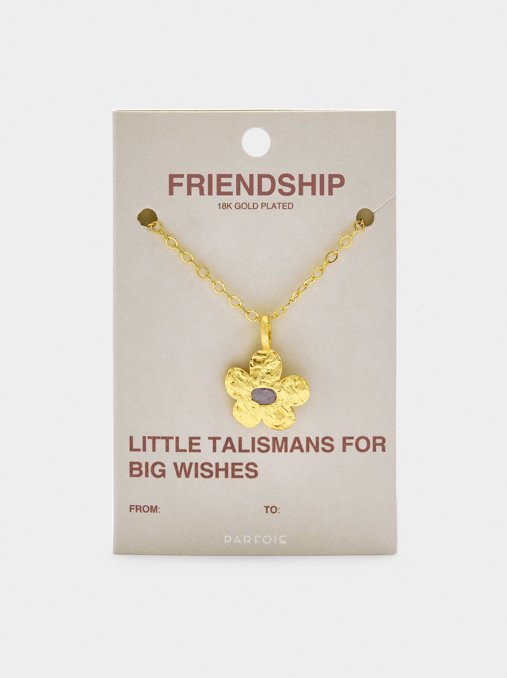 Flower pendant necklace with stone - 18k gold swim image number 4.0