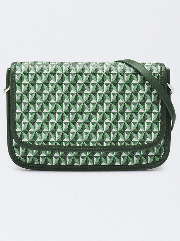 Personalized Printed Crossbody Bag, Green, hi-res