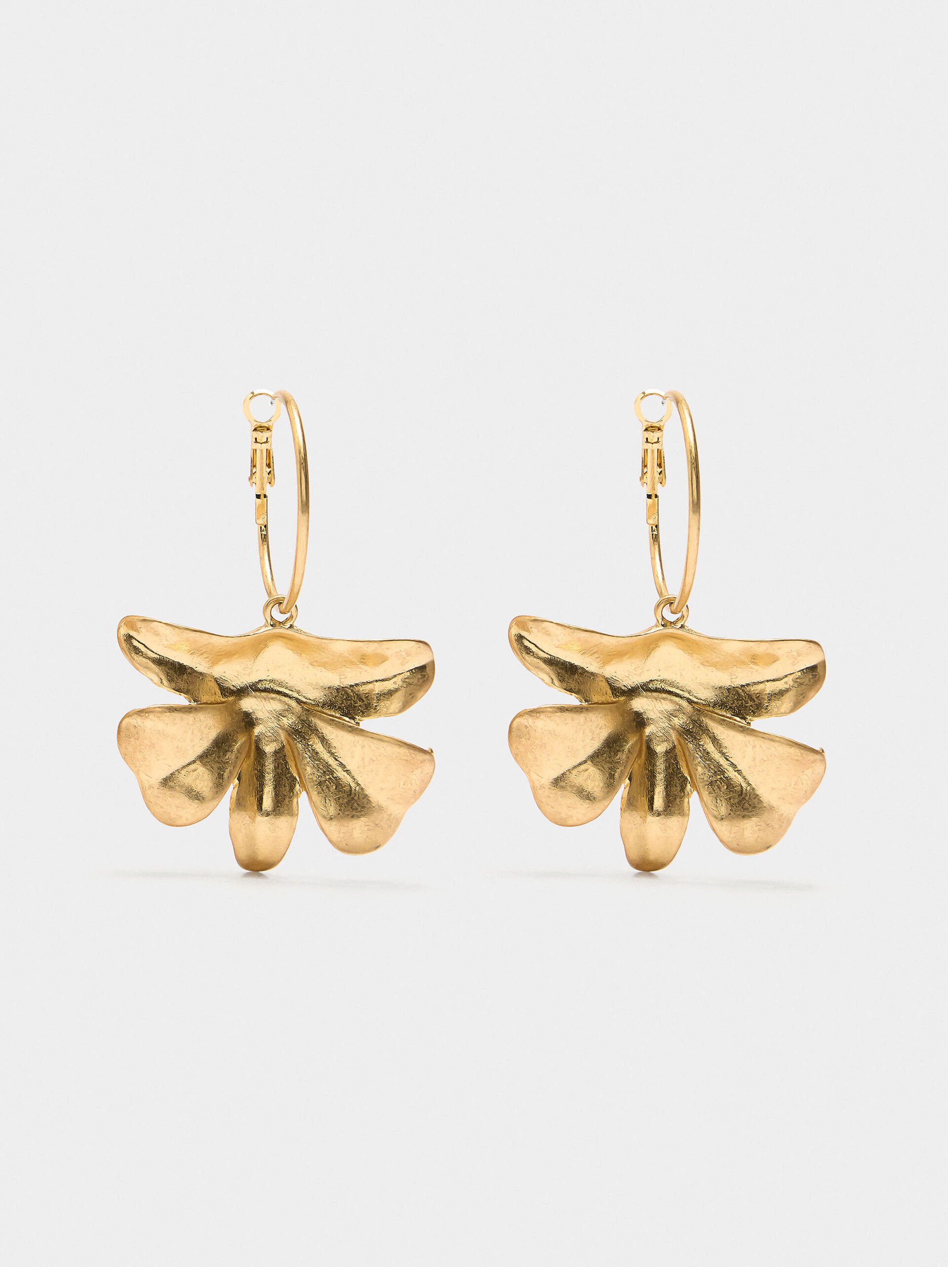 Hoop earrings with flower image number 2.0