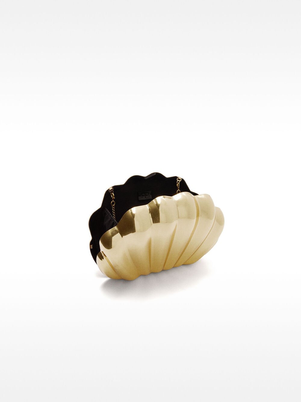 Metallic oyster party clutch