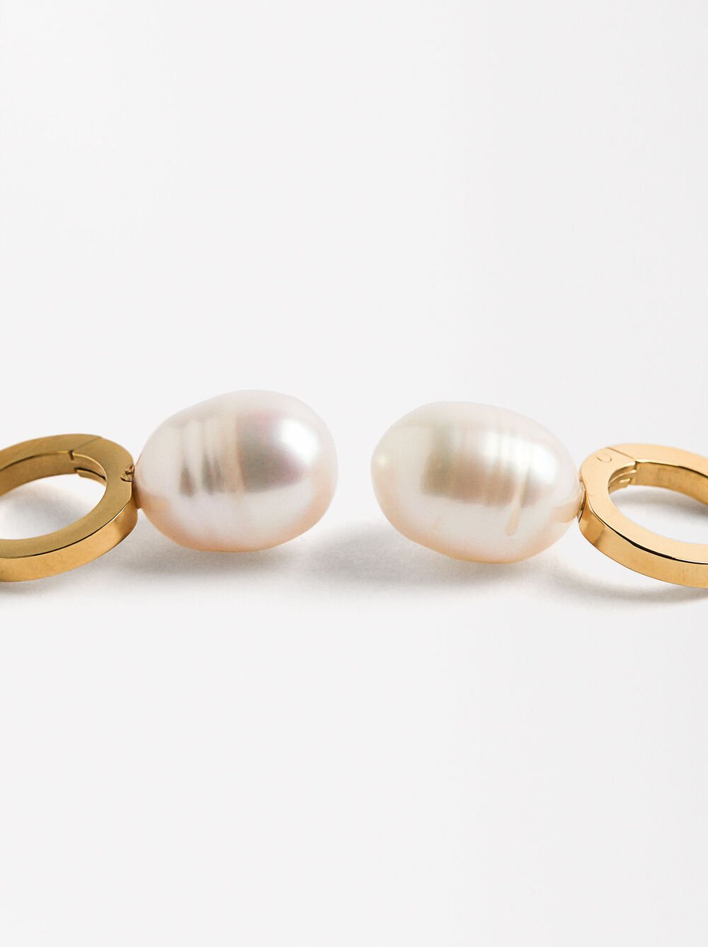 Freshwater Pearl Hoop Earrings - Stainless Steel