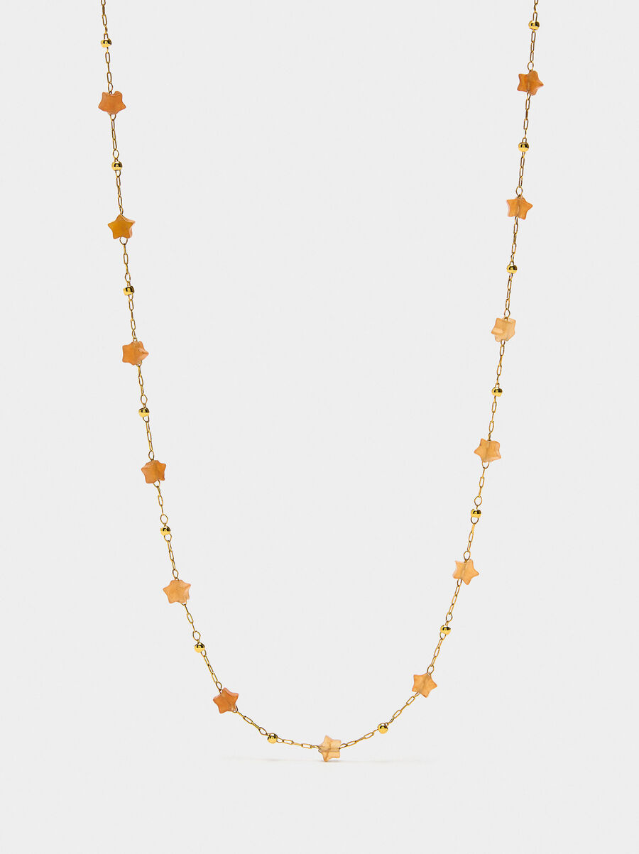 Necklace with stone stars - stainless steel