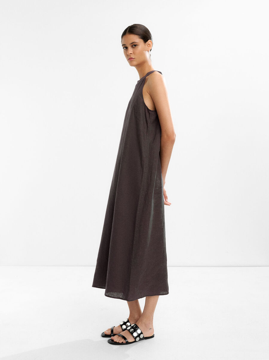 100% linen midi dress