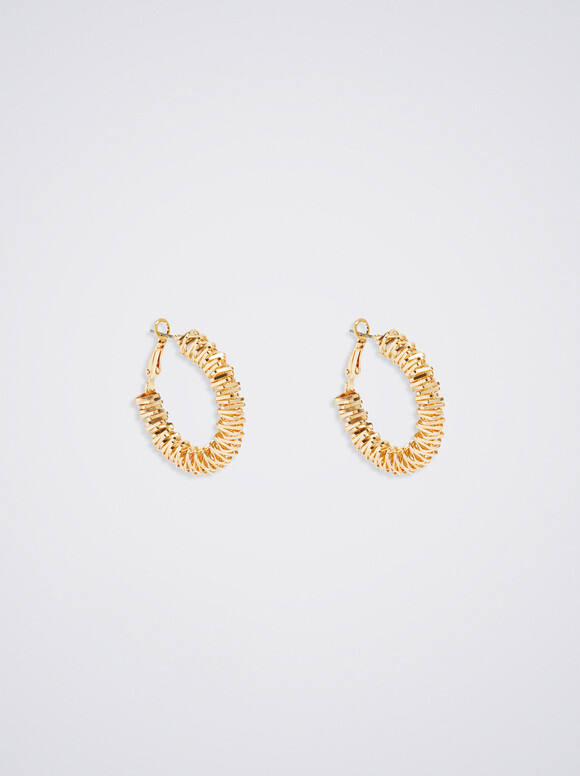 Golden Irregular Hoop Earrings, Golden, hi-res