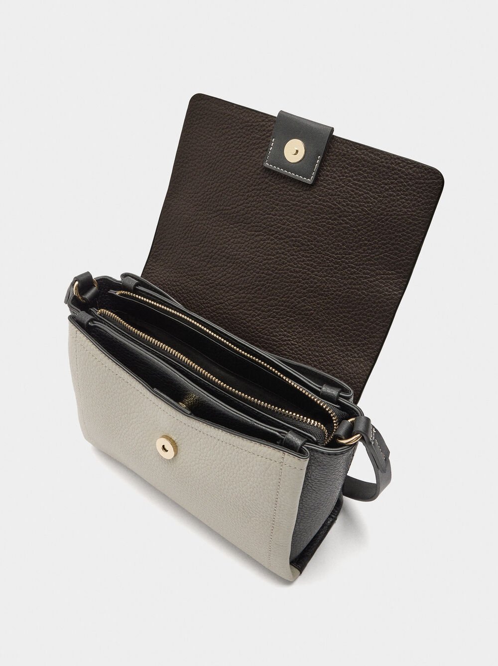 Crossbody bag with color block flap