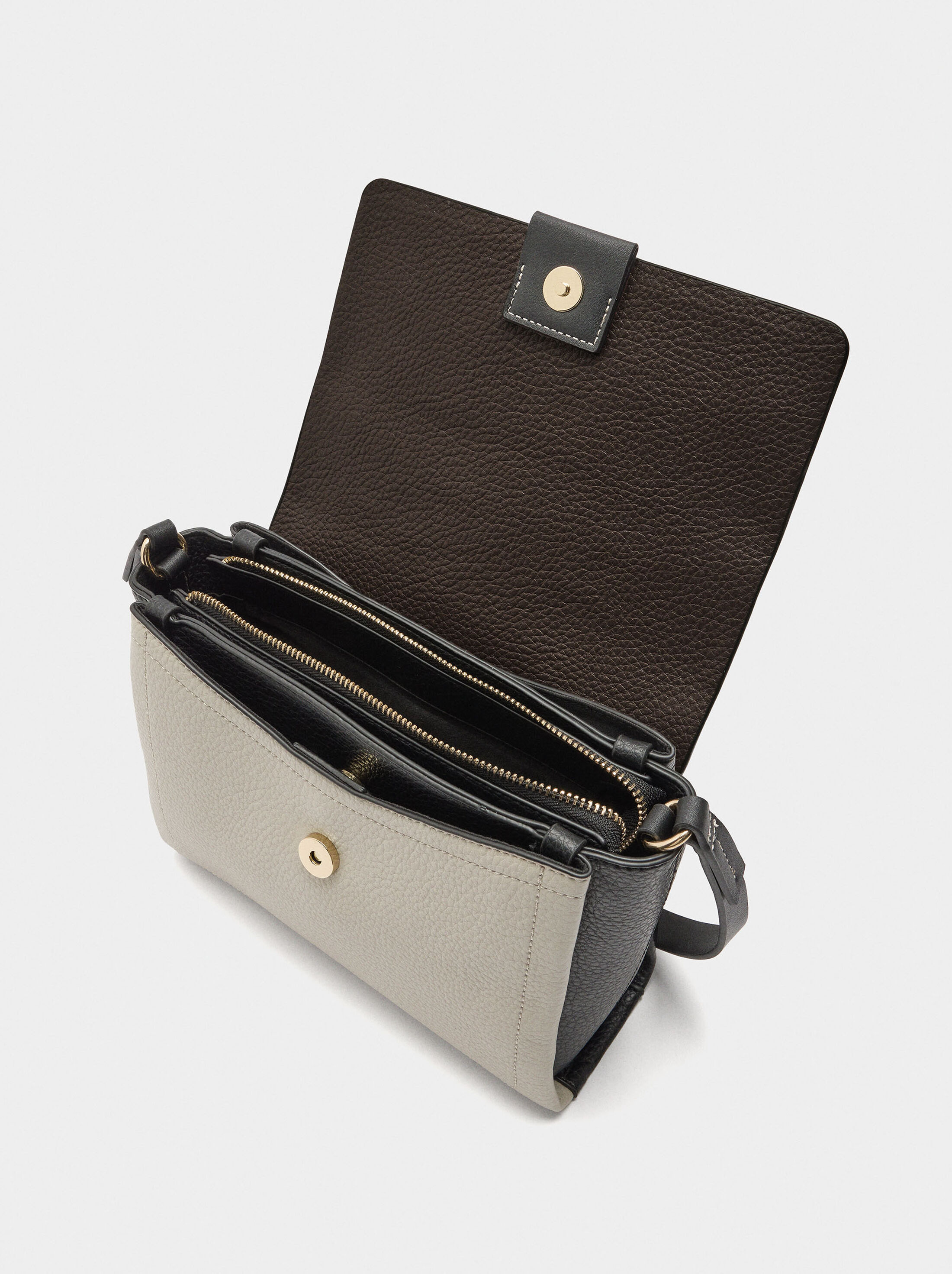 Crossbody bag with color block flap image number 3.0