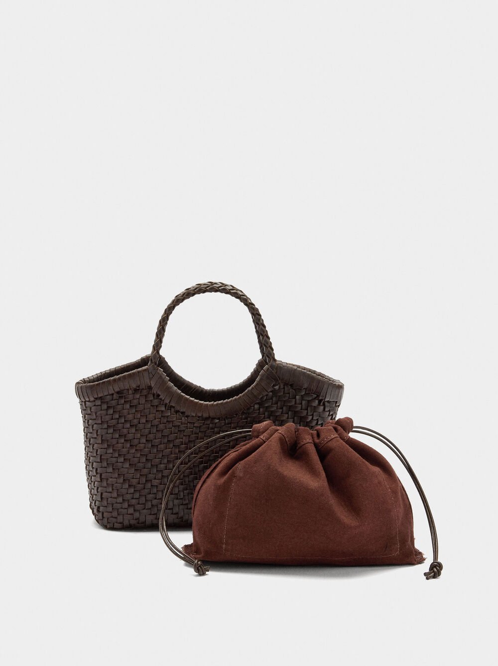 Sac cabas en cuir tressé