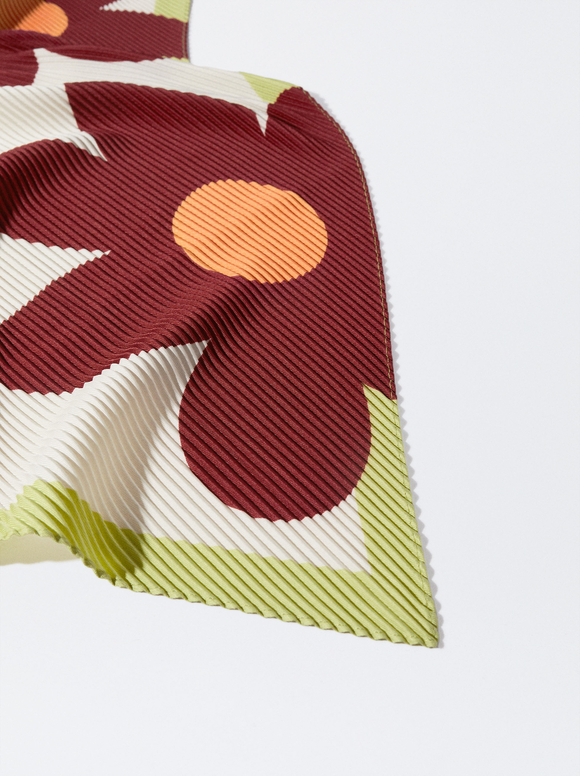 Floral Print Square Neckerchief, Multicolor, hi-res