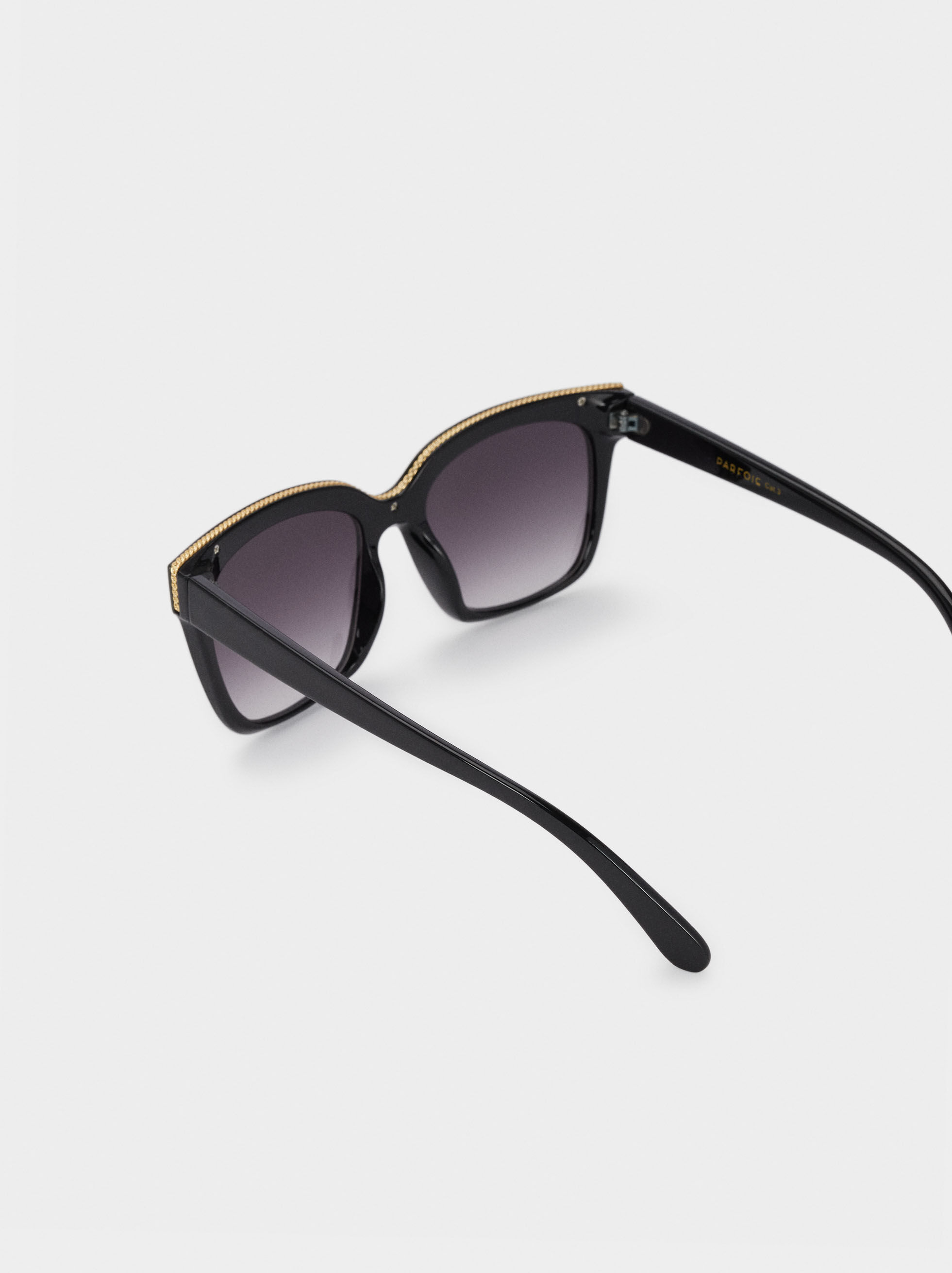 Square cut sunglasses black clearance