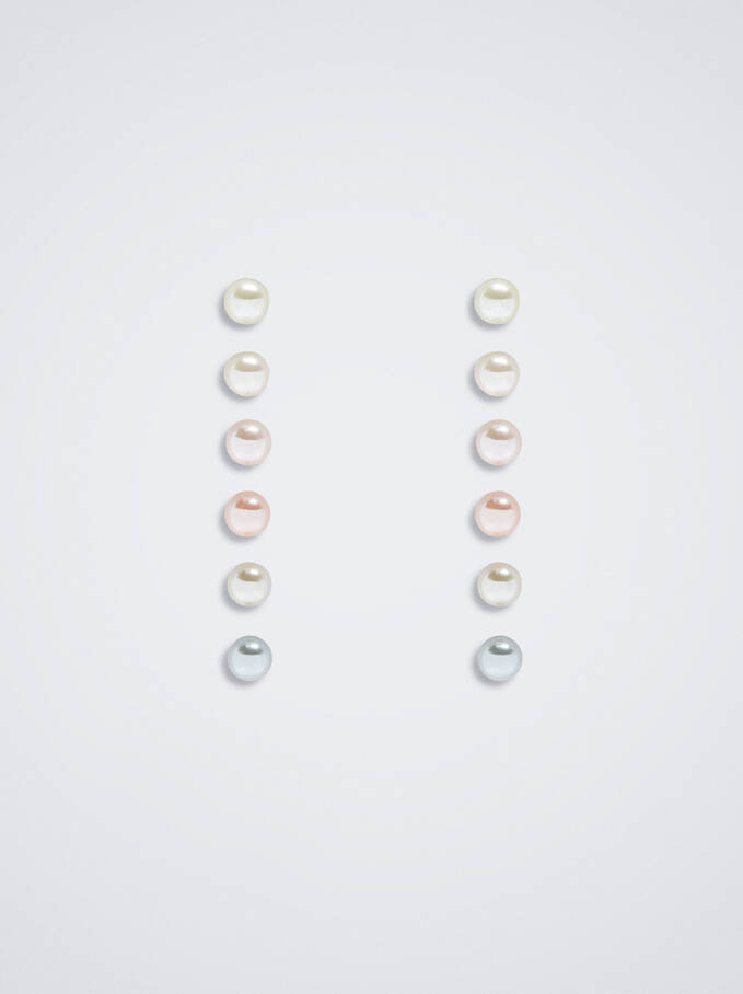 Set Of Short Multicolour Earrings, Multicolor, hi-res