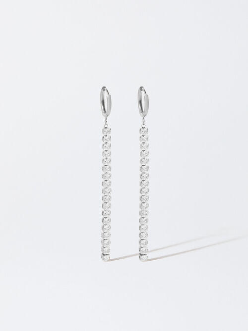 Stainless Steel Earrings With Zirconia