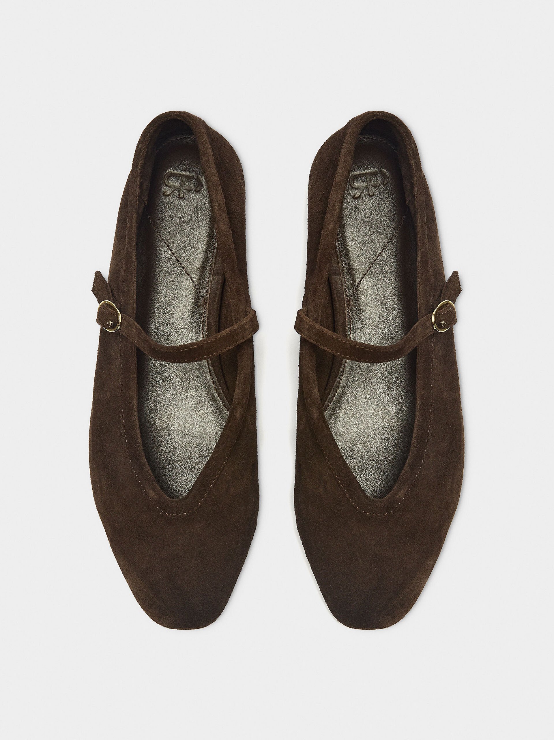 Leather ballet flats with strap and buckle image number 0.0
