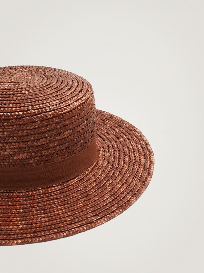 Braided Hat With Band, Brick Red, hi-res