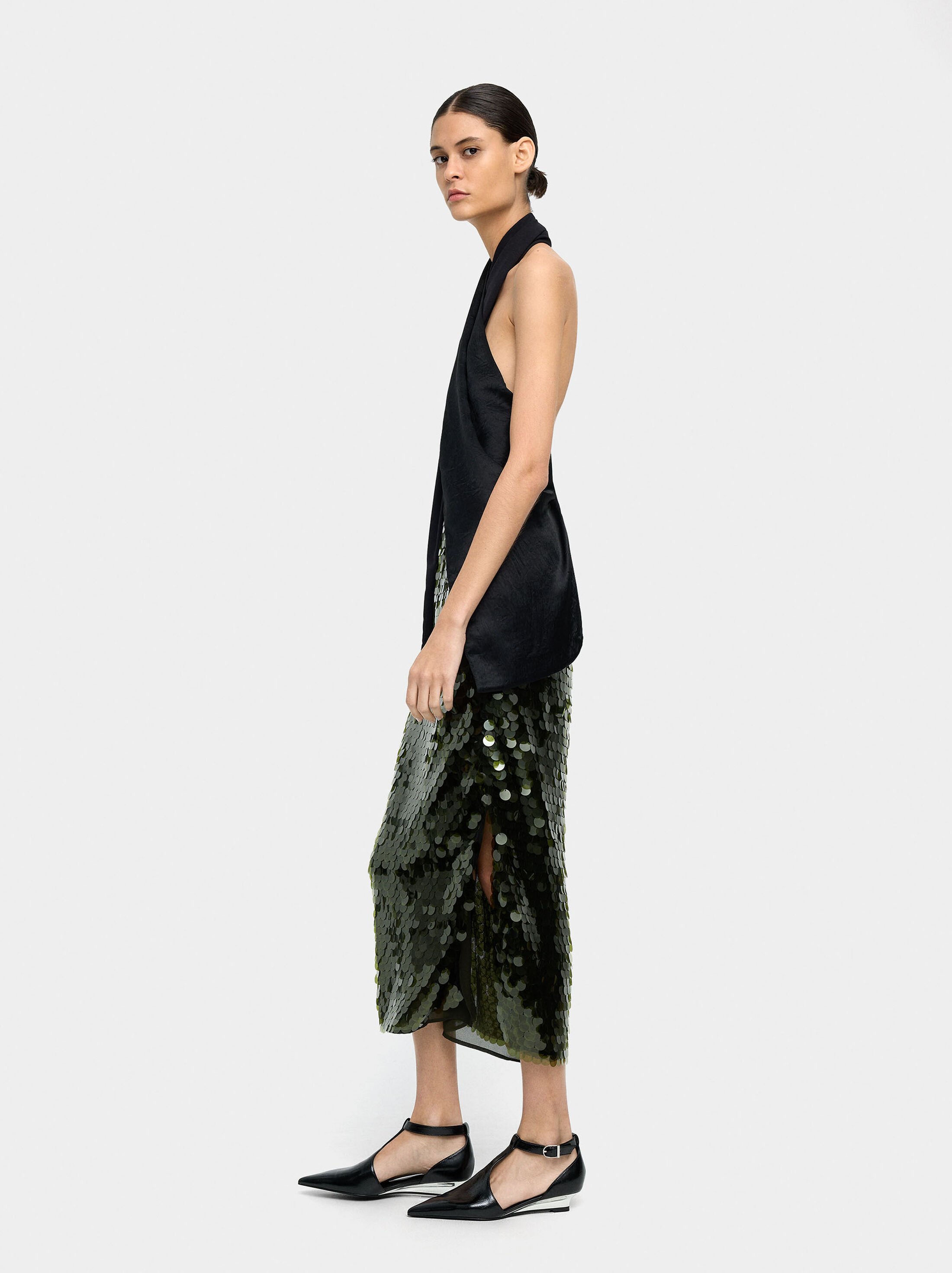 Long skirt with sequins image number 2.0