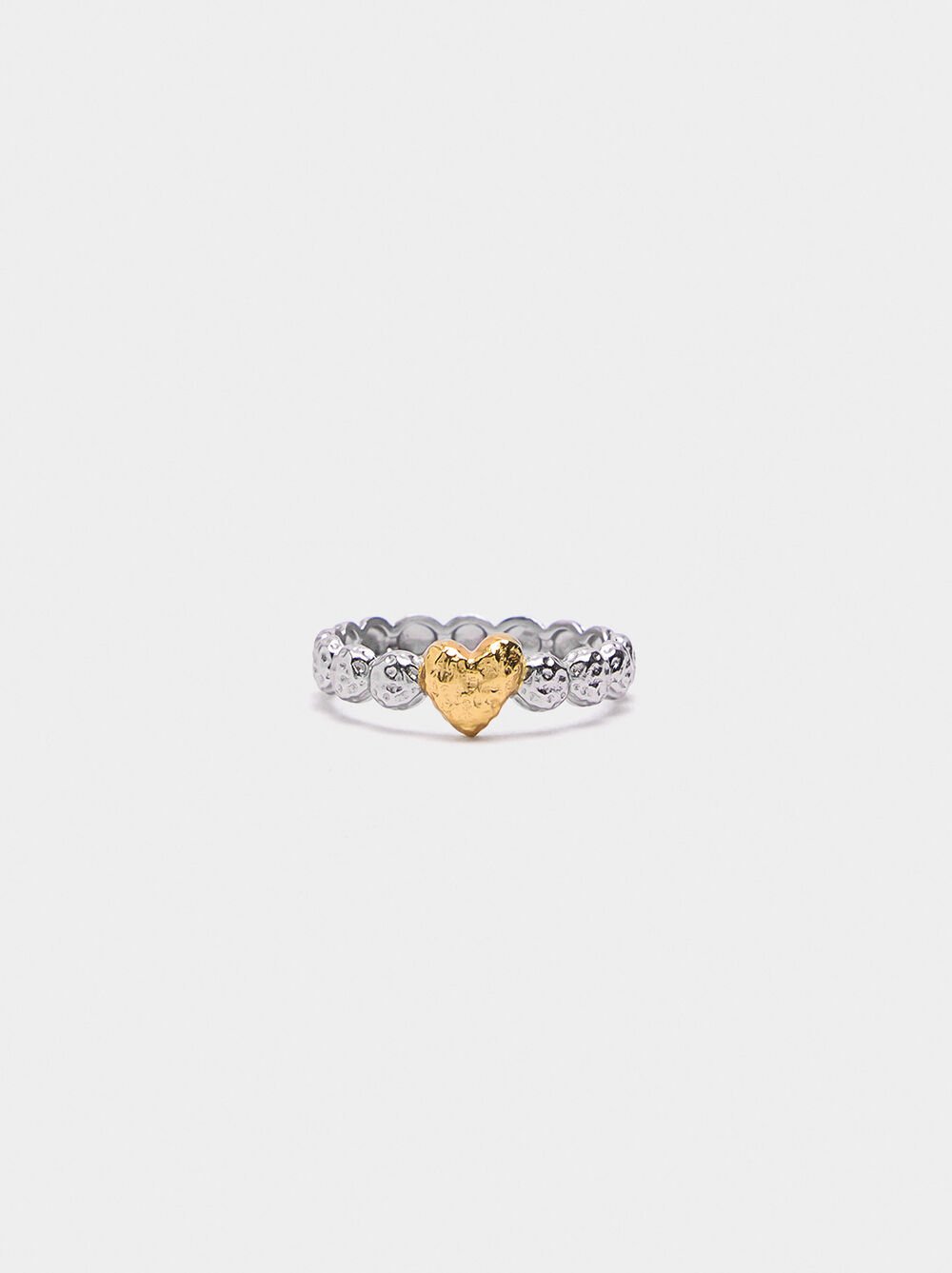 Bicolor ring with heart - 925 sterling silver