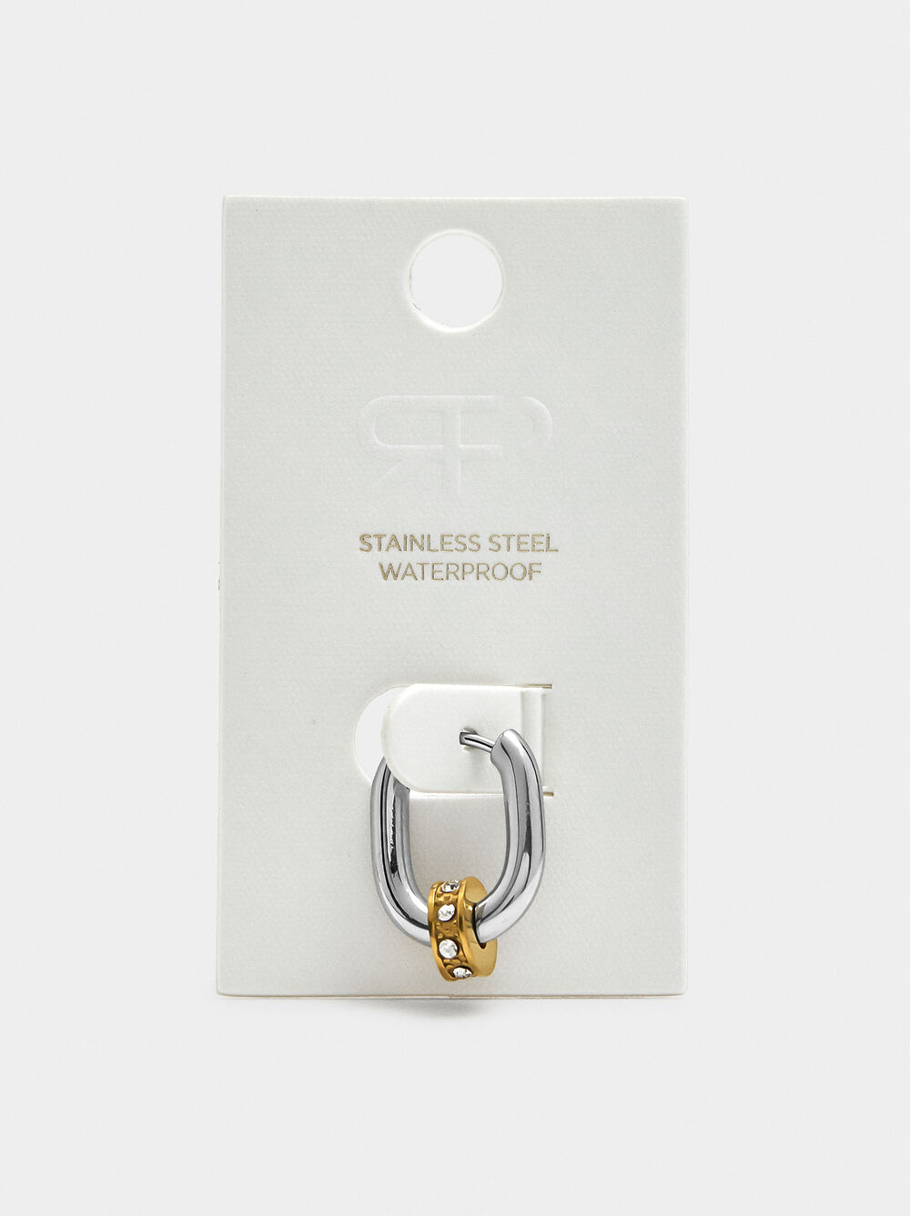 Argola individual bicolor cristais - aço inoxidável