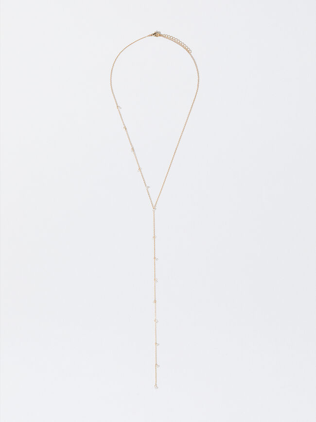 Golden Necklace With Zirconia image number 1.0