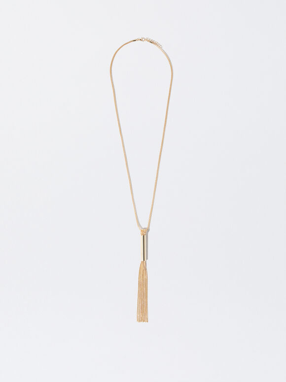 Golden Necklace With Pendant, Golden, hi-res