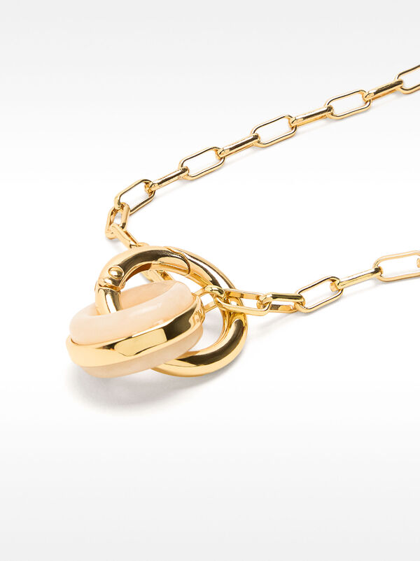 Long chain necklace with pendant rings
