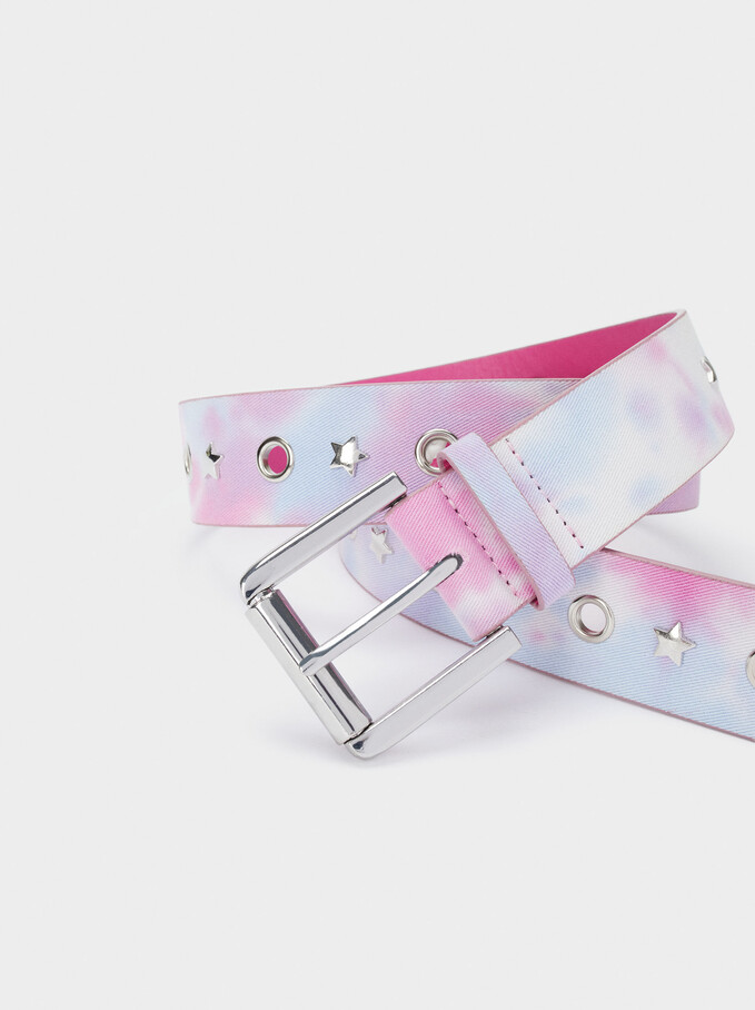 Tie-Dye Belt, Pink, hi-res