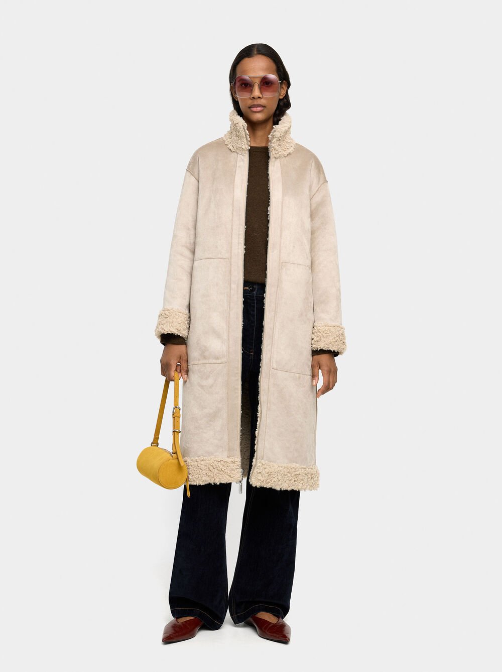Manteau longue en effet cuir réversible