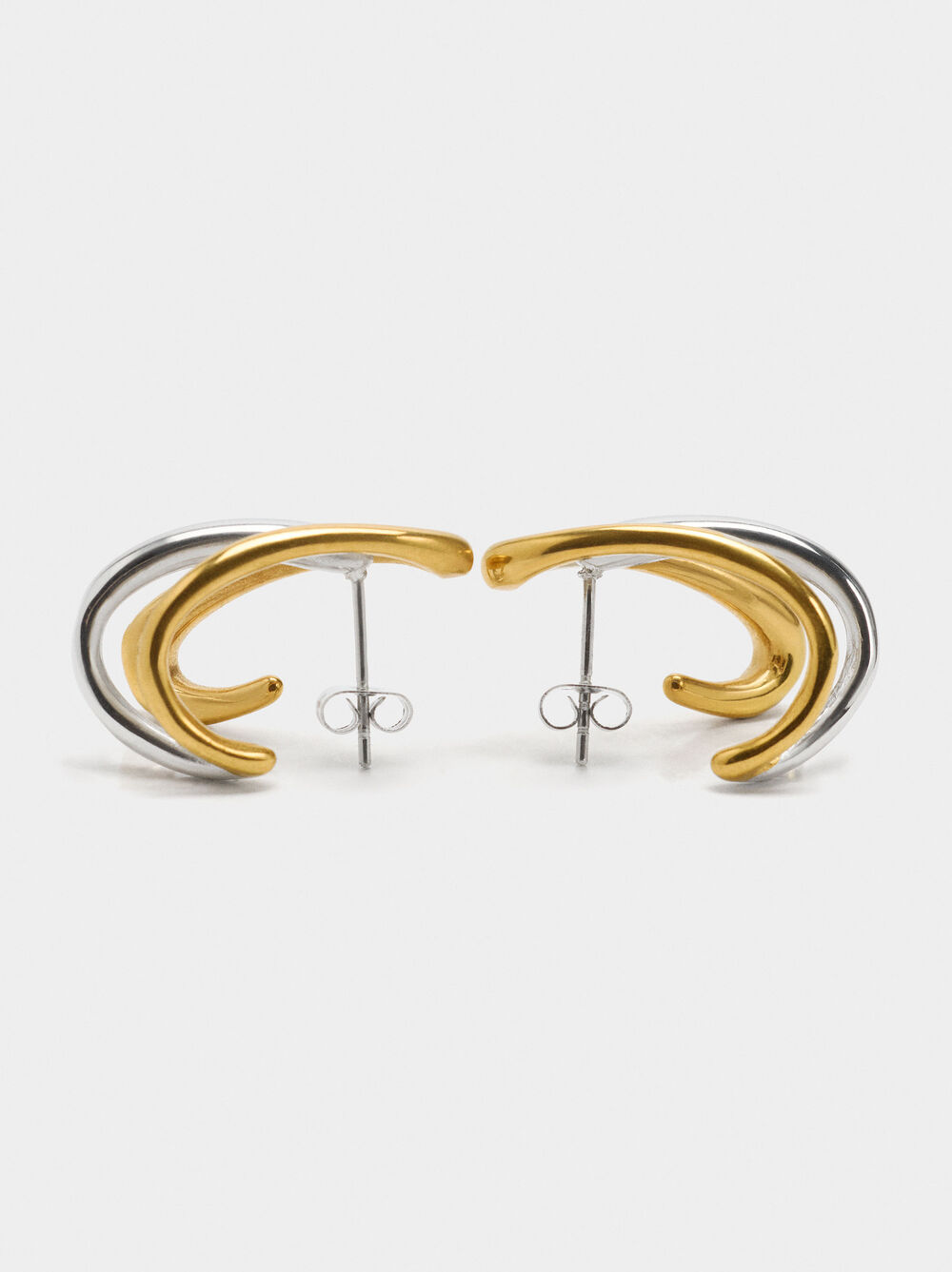 Earrings ear jacket bicolor wave - stainless steel