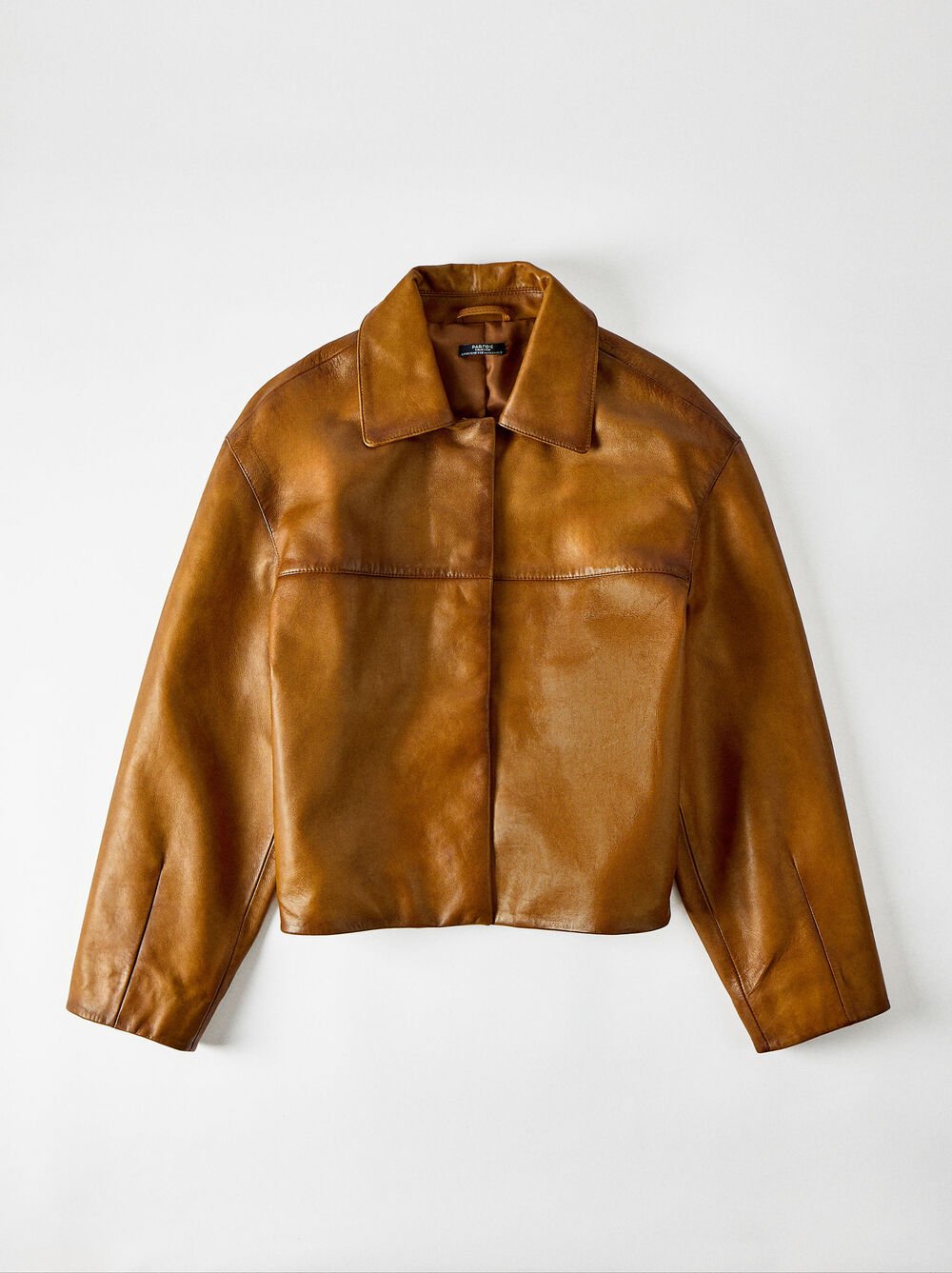Leather jacket with topstitching
