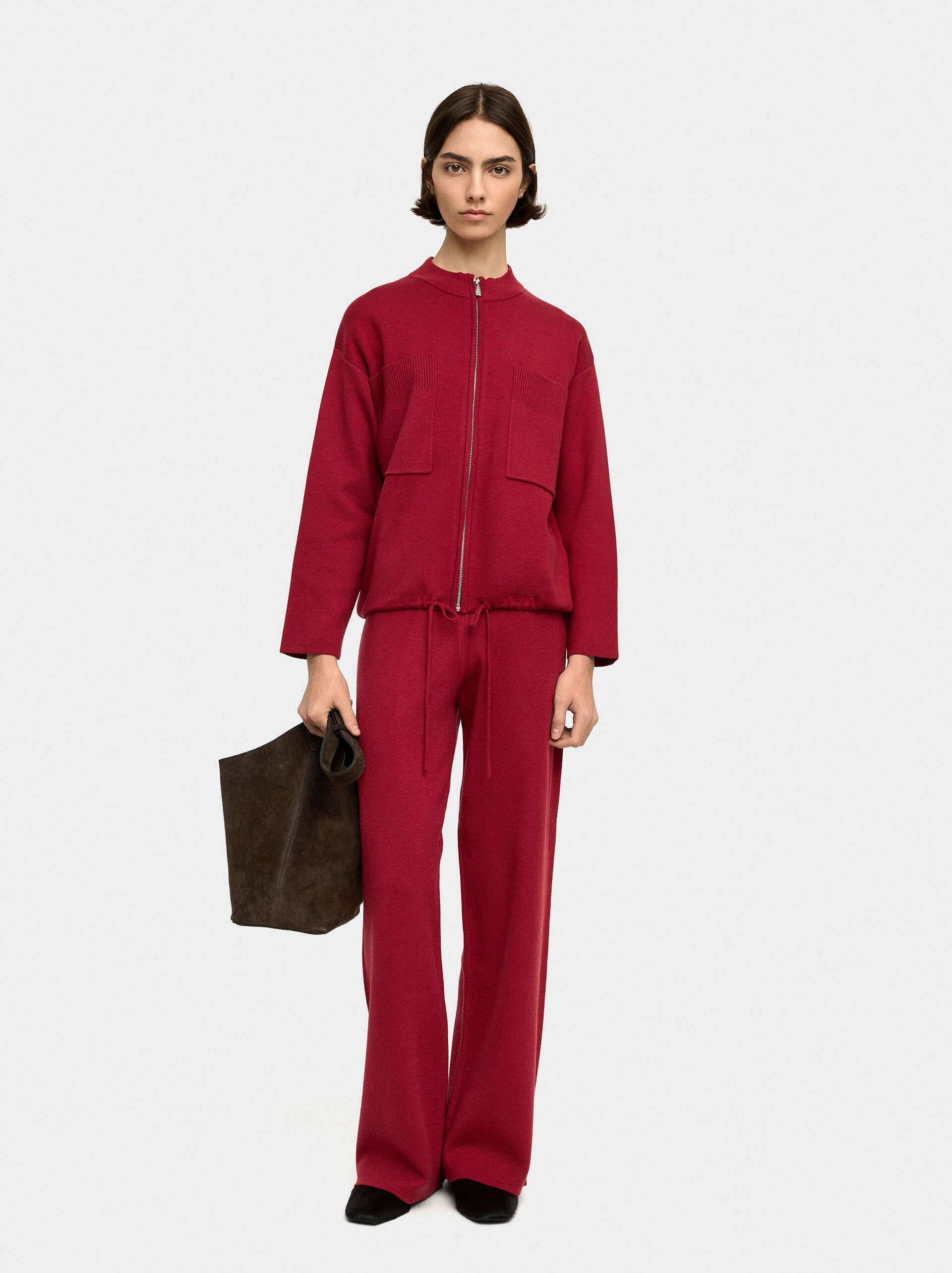 Knit cardigan with zipper closure image number 3.0