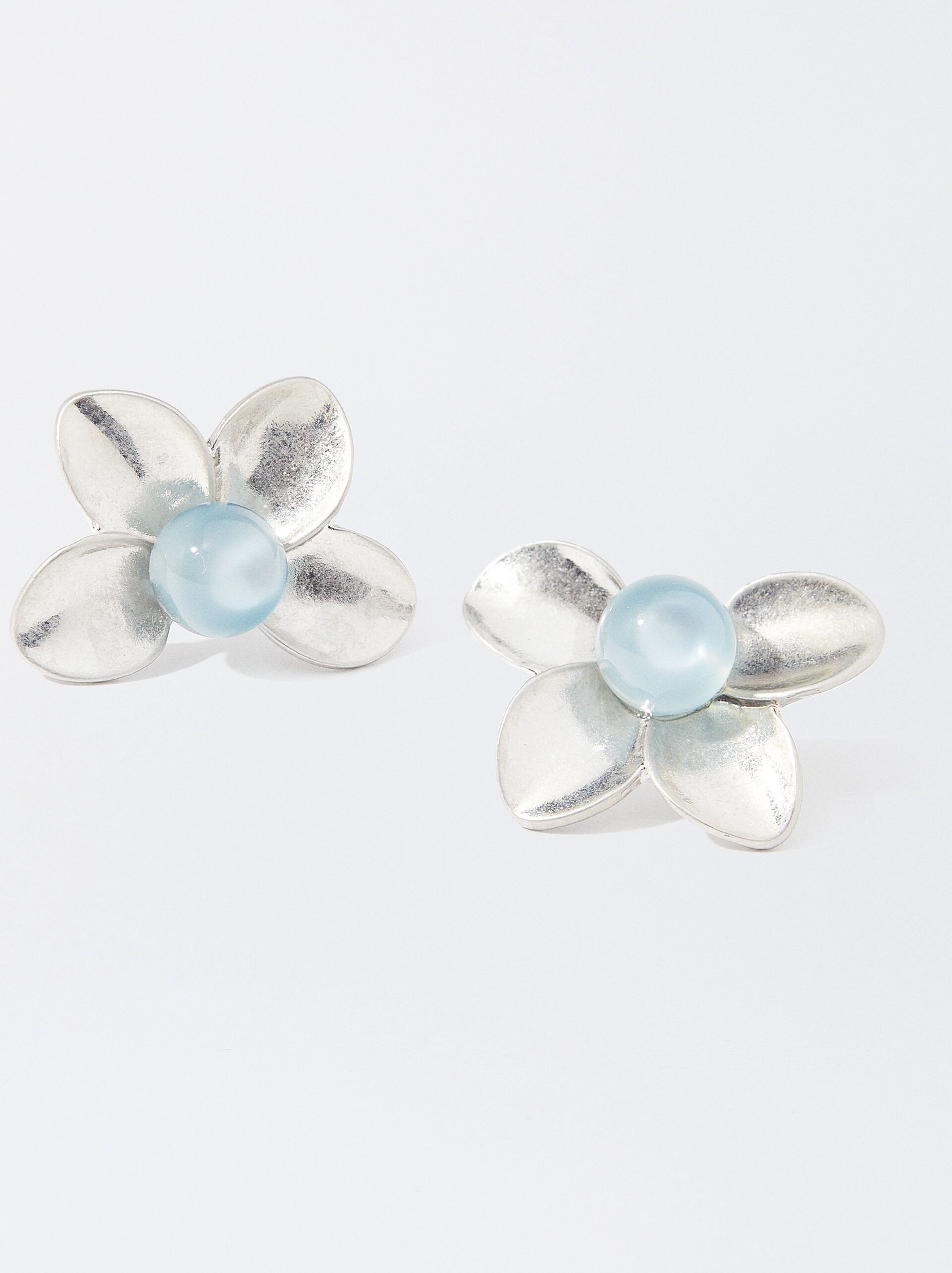 Flower Earrings With Stone image number 2.0