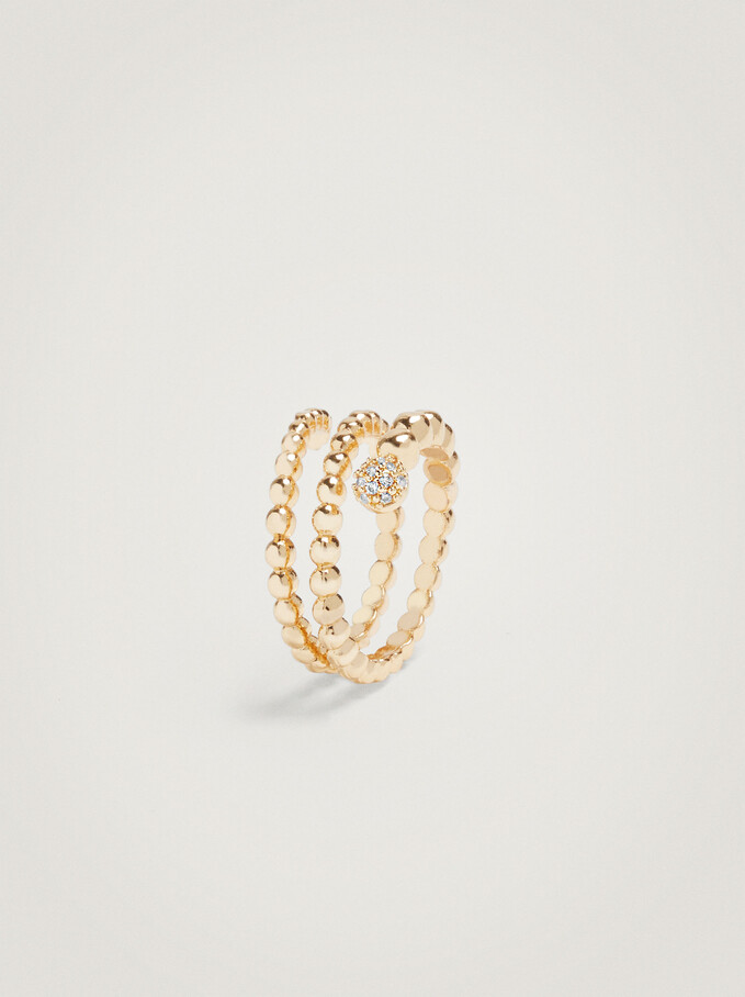 Golden Ring With Strass, Golden, hi-res