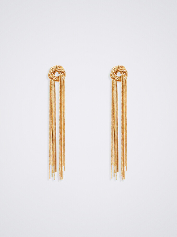 Golden Earrings With Knot, Golden, hi-res