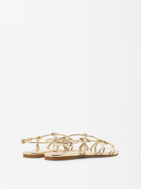 Metallic Flat Sandal Knots, Golden, hi-res