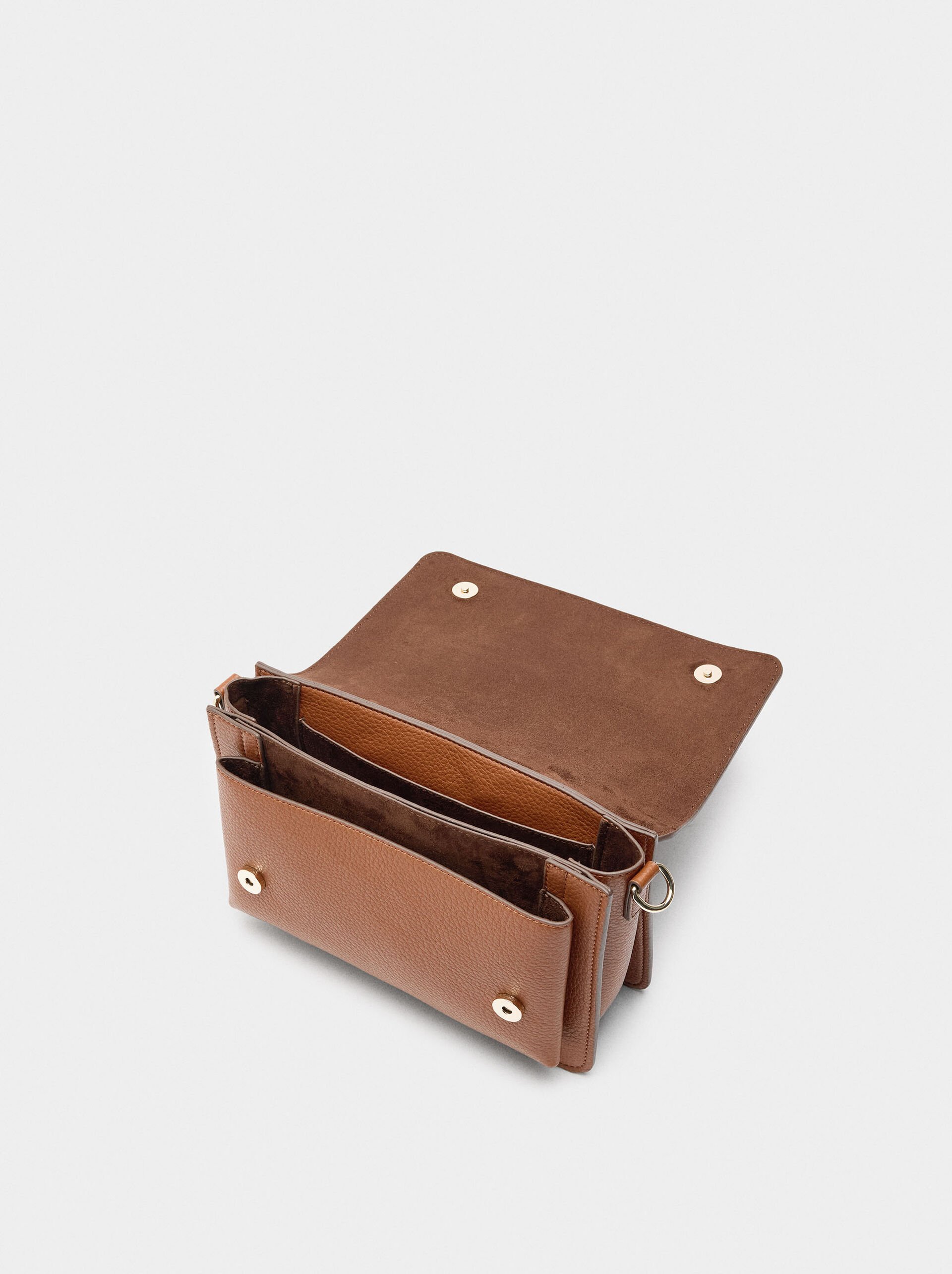 Crossbody bag with flap and leather details image number 4.0