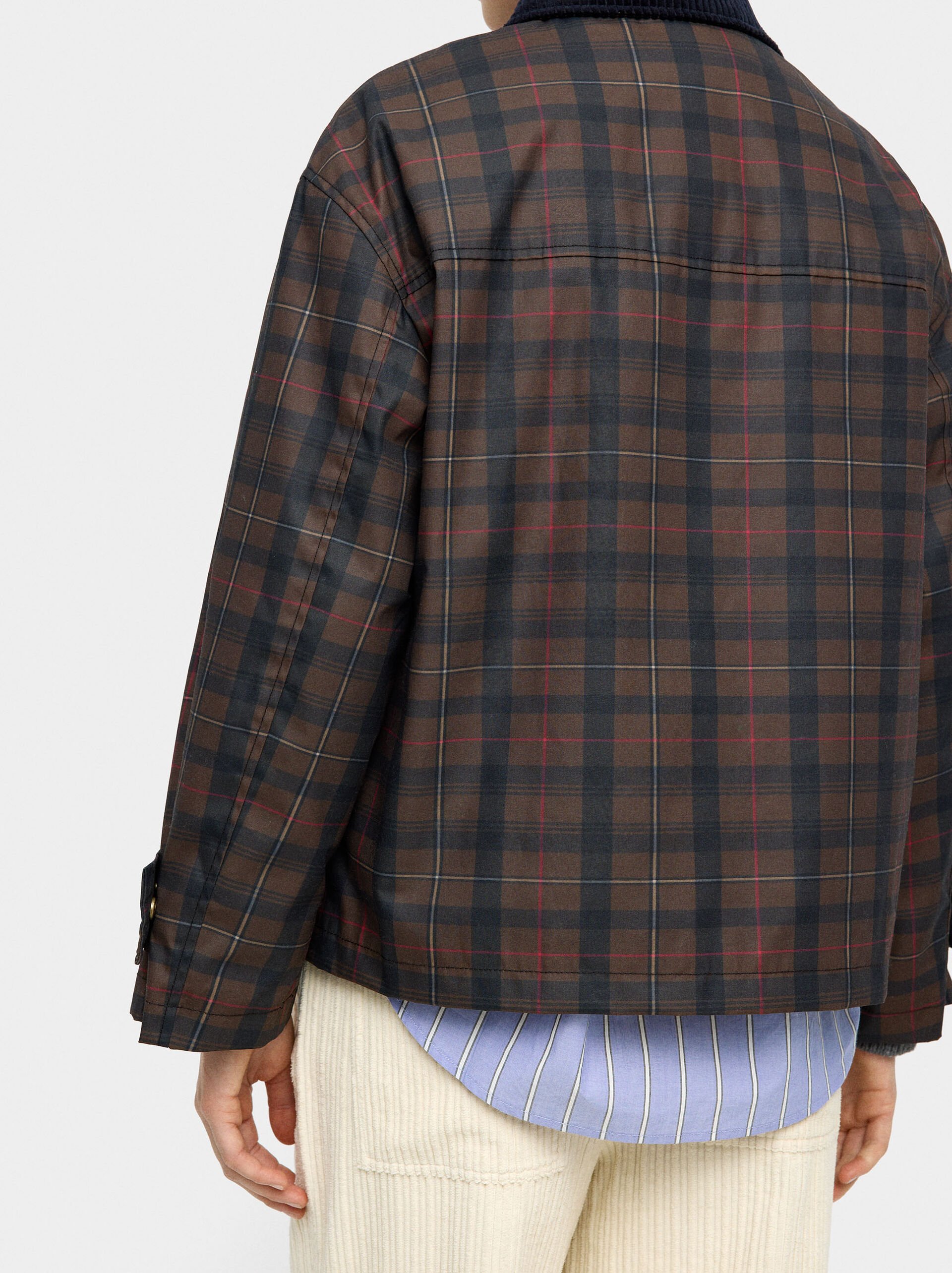 Jacket with squares and contrast collar image number 3.0