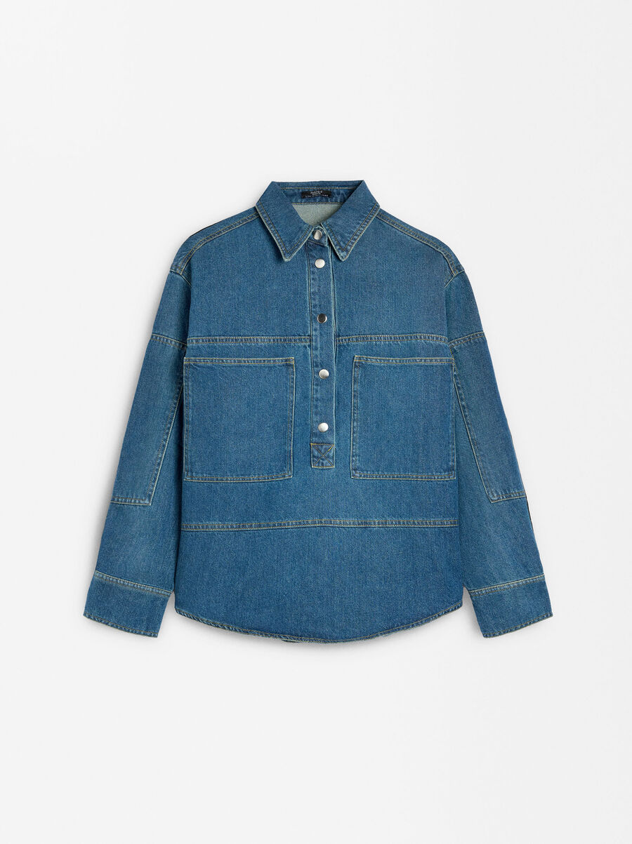 Long-sleeved denim shirt